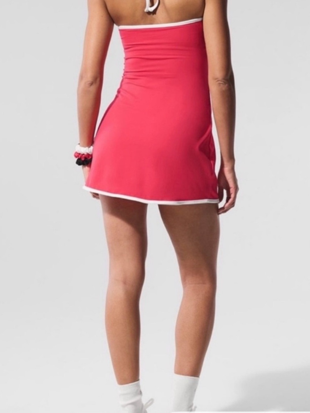 ALO Yoga Softsculpt Halter Tennis Dress- CANDY RED - Picture 2 of 6
